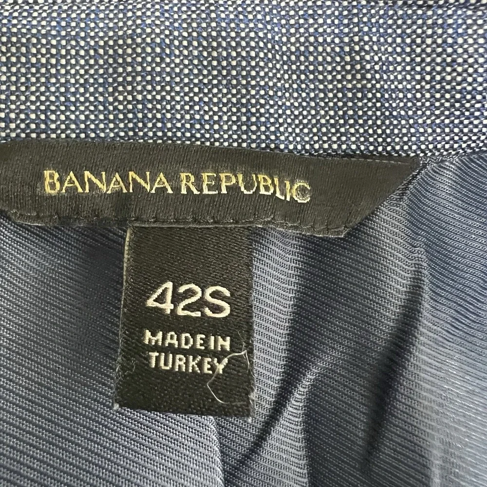 Banana Republic Blazer Mens 42‎ Short Slim Fit Blue Wool Marzotto Suit Jacket